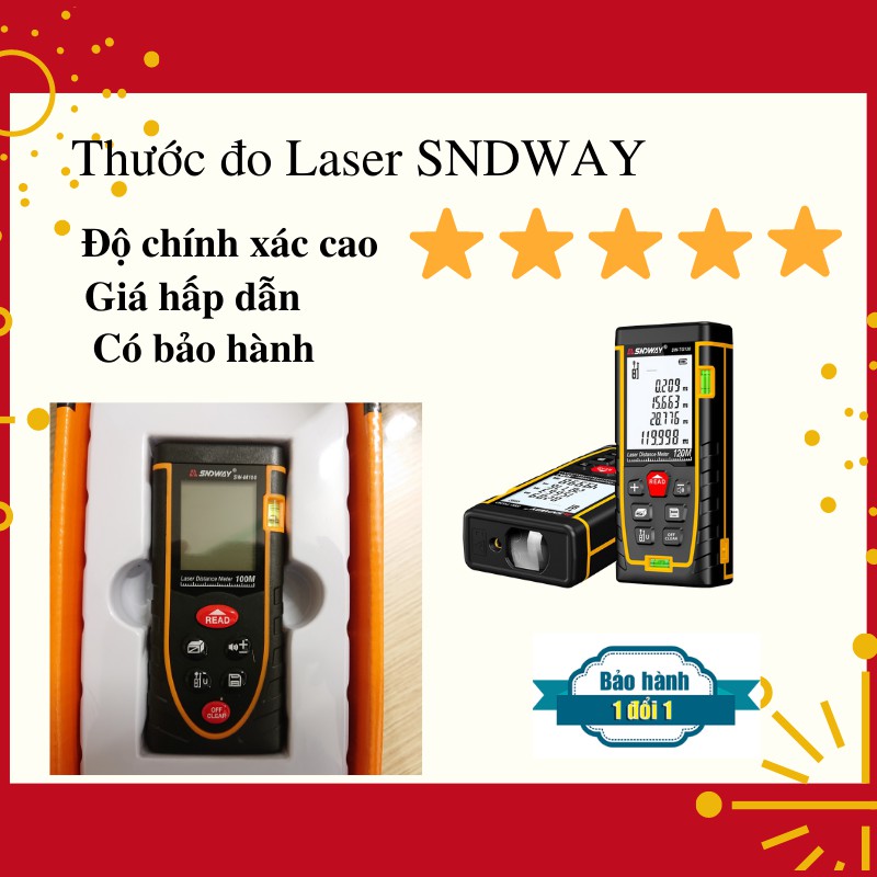 Thước đo khoảng cách bằng tia laser SNDWAY SW-M50/M60/M80/M100/M120, Thước laser đo khoảng cách SDWAY 40m 50m 60m 70m 80