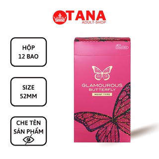 Bao cao su Nhật Bản siêu mỏng  Glamourous butterfly Moist ( hộp 12 chiếc )