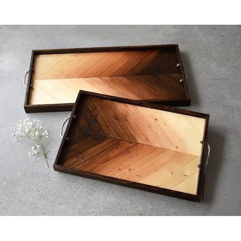 Khay trà gỗ ghép Mosaic độc lạ