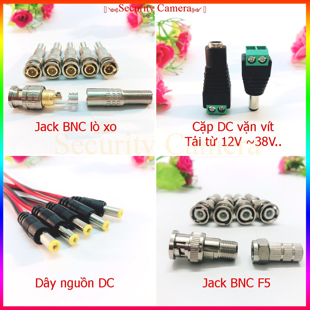 Jack DC đực cái , BNC lò xo, BNC F5, dc, Jack 12v nối nguồn camera, dùng chế cấp nguồn các thiết bị từ 1 đến 40v...