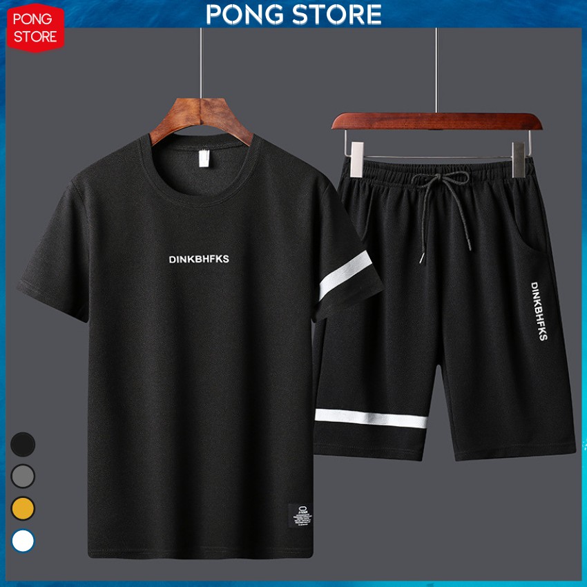 Bộ Đồ Nam Hè in Chữ DINK Chất Thun Mè Co Giãn Cao Cấp Form Rộng Full Size Dưới 70Kg pongshop