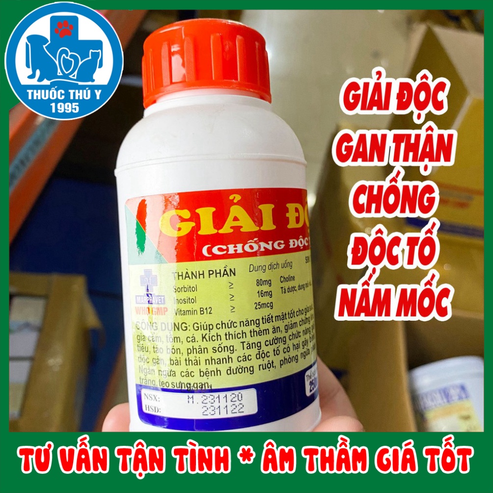 GIẢI ĐỘC GAN 250ml chống nấm mốc, giải đ.ộc, tăng cường chức năng gan thận trên vật nuôi, gia súc, gia cầm