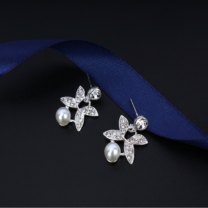 Bộ trang sức nữ cánh bướm đính ngọc trai nhân tạo cao cấp
