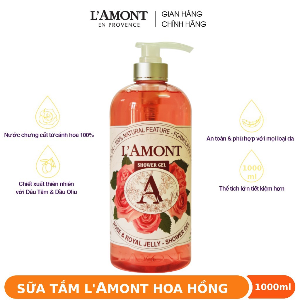 Sữa Tắm LAmont En Provence Hoa Anh Đào và Hoa Hồng 1000ml/chai