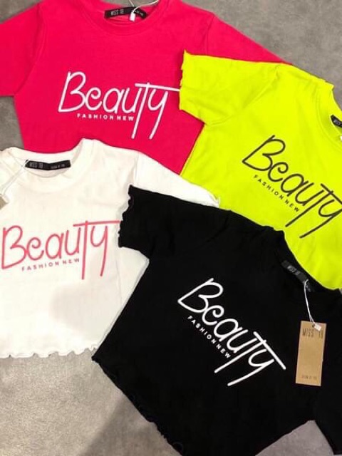 Áo croptop in BEAUTY porip siêu đẹp