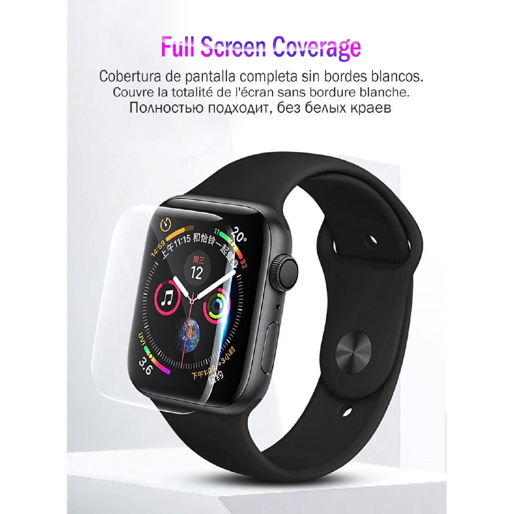 Miếng dán bảo vệ toàn màn hình 20D chống bám vân tay cho đồng hồ thông minh Apple Watch 38mm 40mm 42mm 44mm