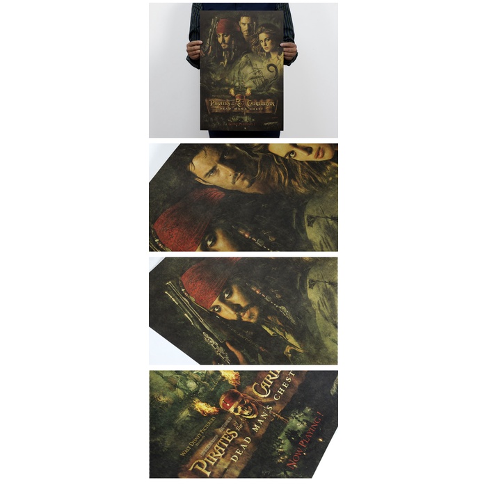 Poster phim Cướp biển Caribbean II phong cách retro kích thước 51x36cm