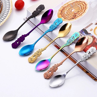 Thìa uống cafe hoa hồng nhiều màu chất lượng cao