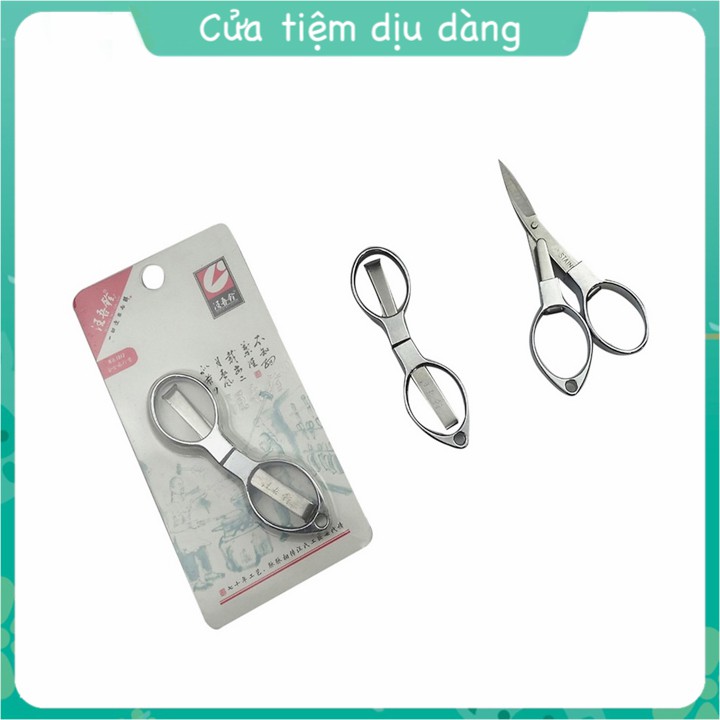 Kéo gấp xếp inox, thép không gỉ mini hình mắt kính gấp gọn đa năng