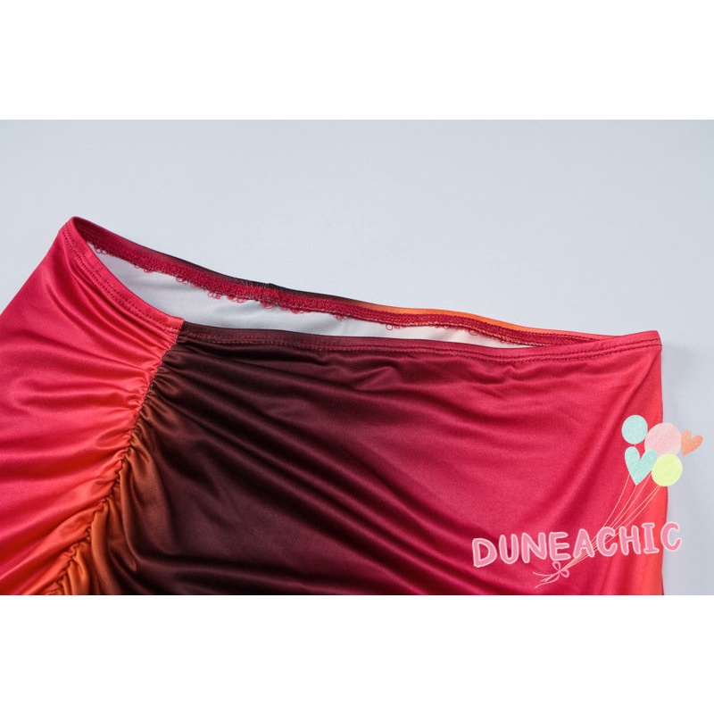 Set Áo Thun Lửng Tay Dài Nhuộm Màu Phối Chân Váy Xếp Ly Lưng Cao Thời Trang 2 Món Phong Cách Trẻ Trung Cho Nữ