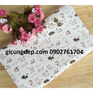 Vải canvas, vải bố mẫu mèo happy