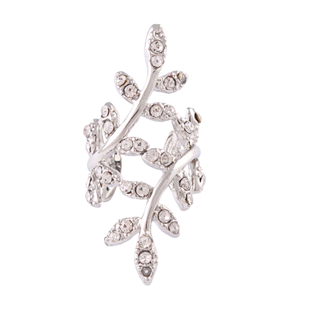 Khuyên vành tai hình chiếc lá đính đá thời trang cho nữ