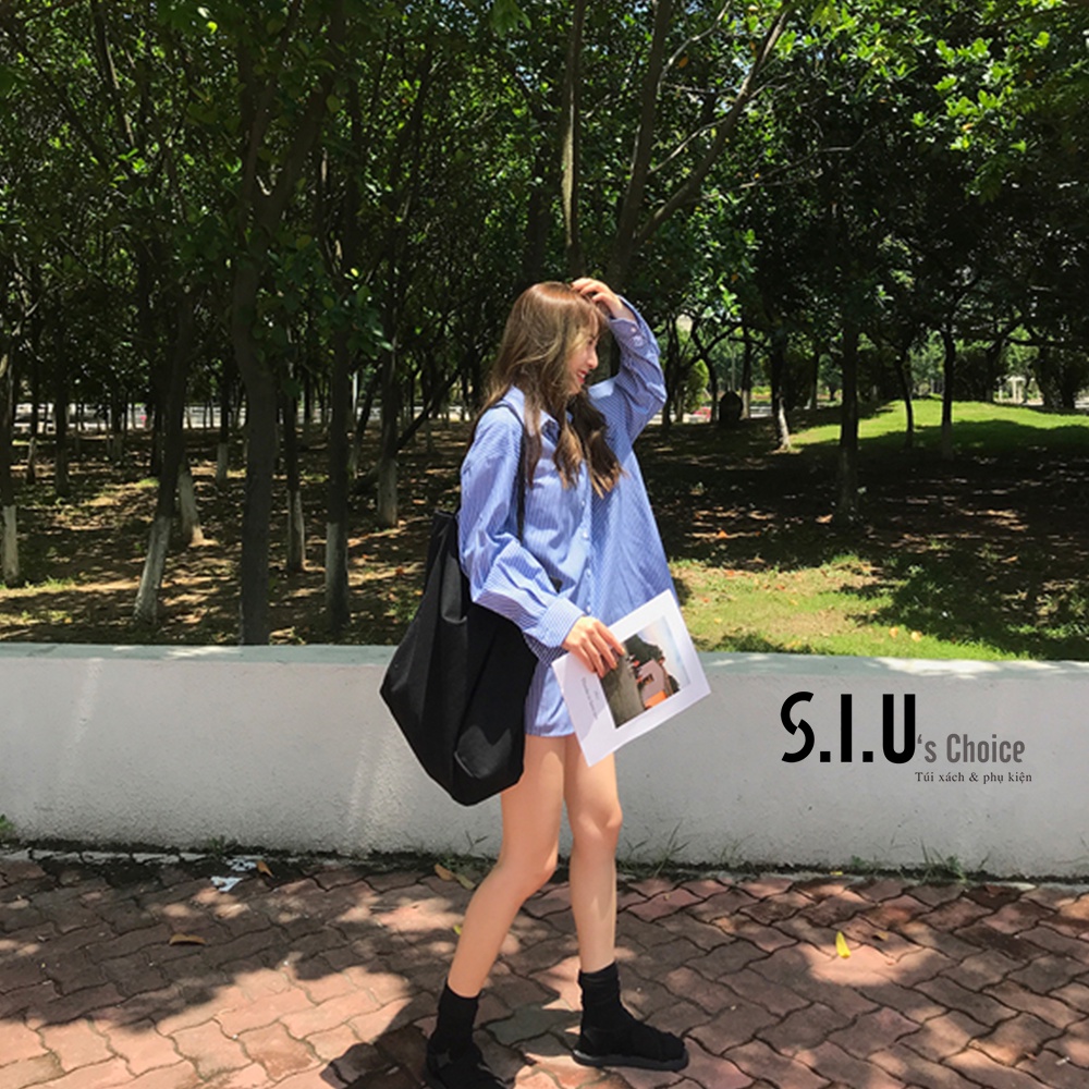 Túi tote nữ vải canvas ngăn rộng đeo vai đeo chéo phong cách Hàn Quốc Siu's Choice- SIUBB13