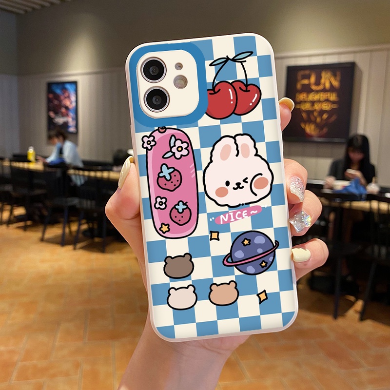 Ốp lưng Iphone Gấu Thỏ Happy day ốp iphone 13promax 6 6plus 7 plus 8 x xr xsmax 11 promax 12 pro max 13pro cạnh vuông