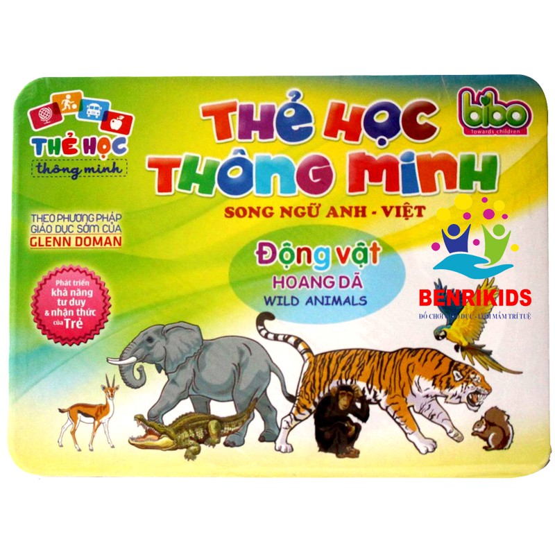 FlashCard Động Vật Hoang Dã Song Ngữ Anh-Việt Phương Pháp Giáo Dục Sớm Glenn Doman Cho Bé