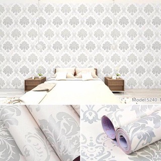 Giấy dán tường hoa văn trắng xám khổ 45cm*10m, có keo dán sẵn