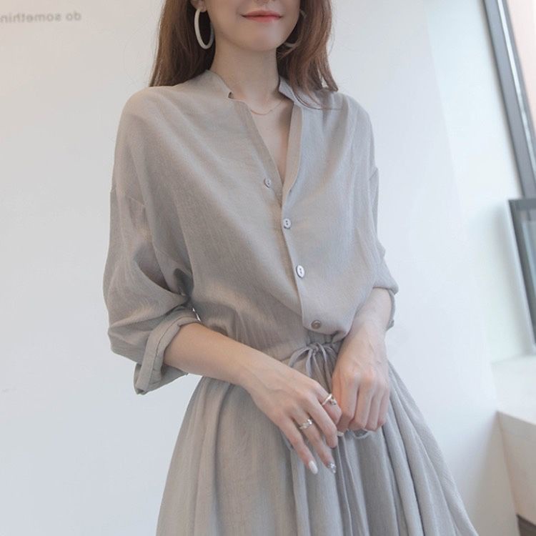 Đầm RENJIANVSHENG 164501 kiểu Pháp thiết kế trẻ trung thanh lịch thời trang cho nữ