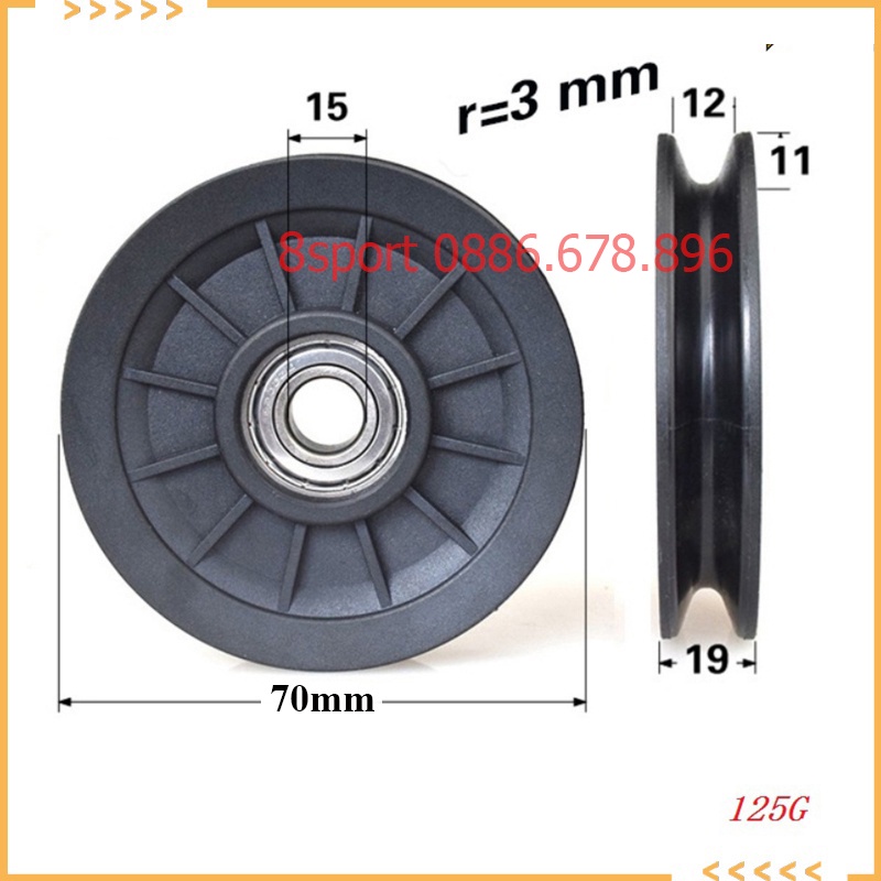 Bánh xe ròng rọc 70mm cao cấp chuyên dụng tập gym