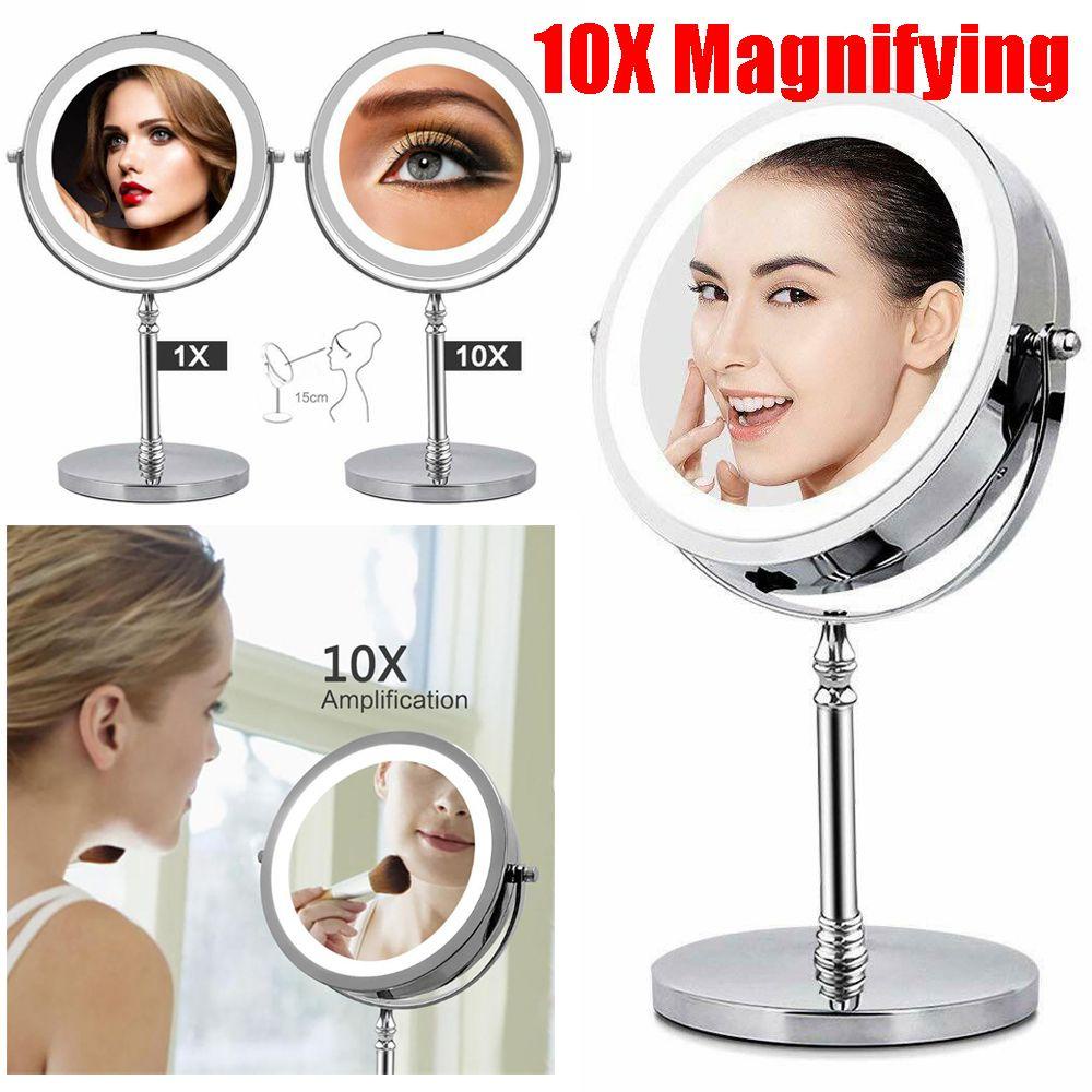 Gương Trang Điểm Phóng Đại 7 Inch 10 Lần Ánh Sáng Trắng Tự Nhiên Xoay 360 Độ Có Đèn LED