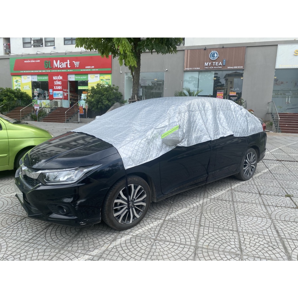 Bạt che nửa xe ô tô 3 lớp cho xe 4 chỗ - 5 chỗ và 7 chỗ, áo chùm xe hơi