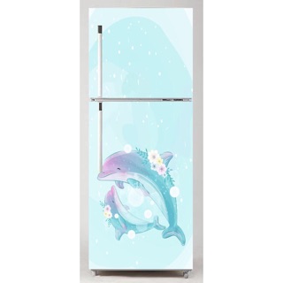 Decal dán tủ lạnh hình cá heo nhỏ có sẵn keo dán được cho tất cả các tủ lạnh có trên thị trường