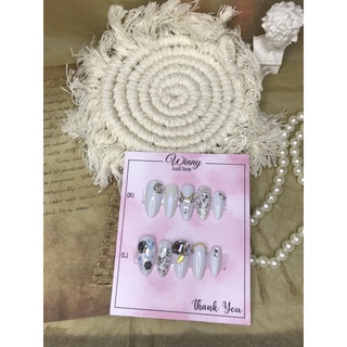 nailbox móng up móng giả xanh hàn quốc phối stick hoa