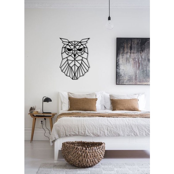 Tranh sắt treo tường hình học decor nghệ thuật trang trí phòng khách, phòng ngủ, quán cafe con cú HP001
