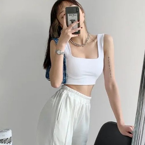 Áo Hai Dây Nữ Bản To Cổ Vuông Henia Áo Croptop Hai Dây Ôm Body Chất Borib Dày Dặn Co Giản Tốt.