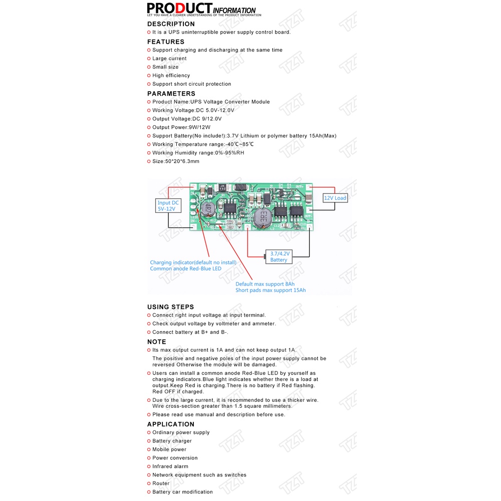 Mô Đun Tăng Áp DC 5V 9V 12V Cho Pin Lithium 18650 Sự Bảo Vệ