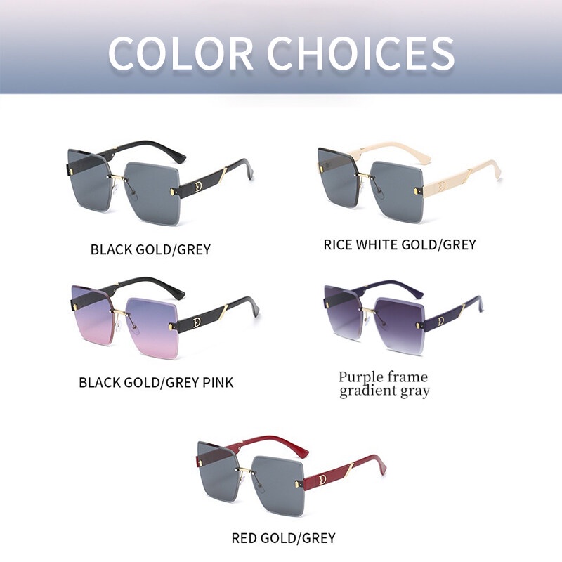 Kính Chống Nắng PTQ Không Viền Họa Tiết Chữ D Phong Cách Thời Trang 2022