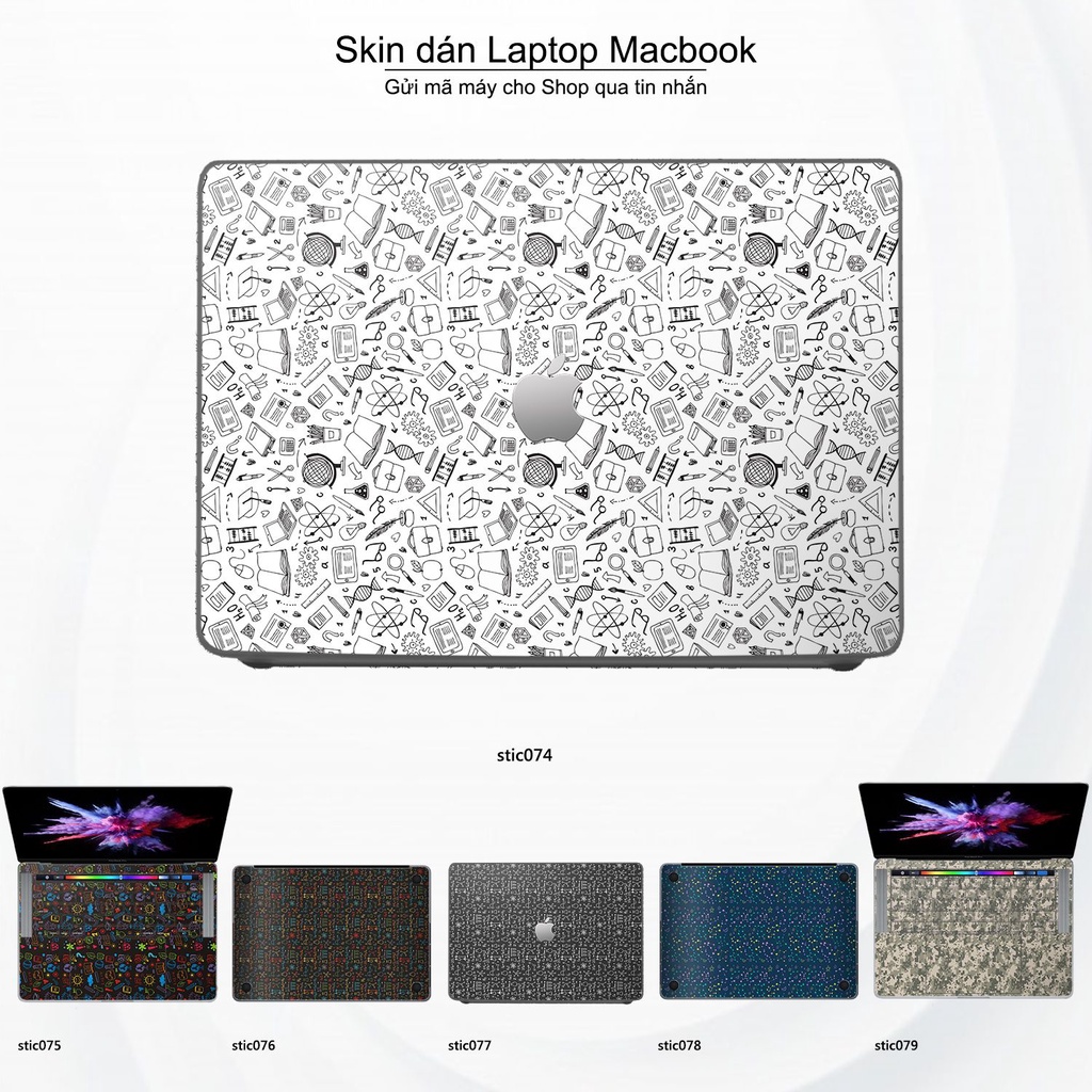 Skin dán Macbook mẫu Hoa văn sticker (đã cắt sẵn, inbox mã máy cho shop)