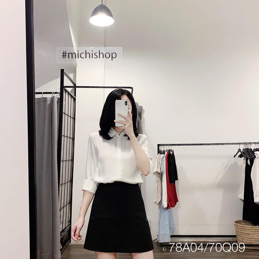Áo sơ mi lụa nẹp cúc hot hit màu hồng-xanh-trắng - 78A04