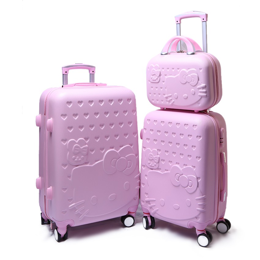 Combo Vali Họa Tiết Hello Kitty Hồng 24inch + 20inch + 14inch