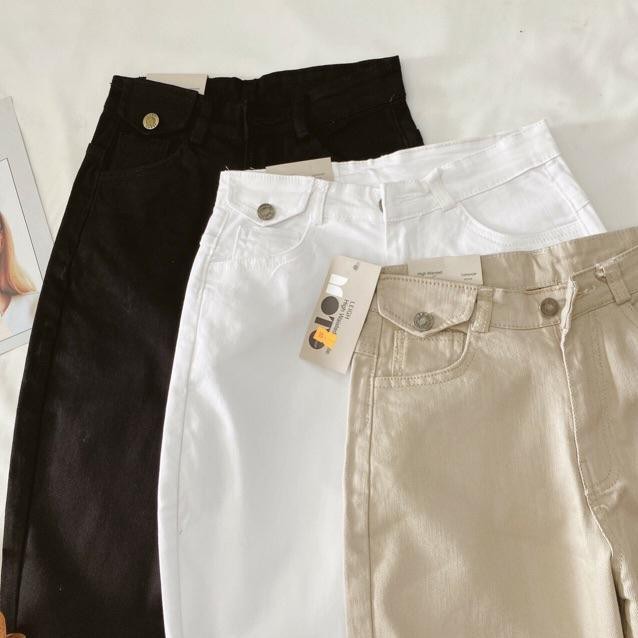 &lt; Cực Hot &gt; Quần Baggy Jean Cạp Cao Túi Đắp Siêu Xinh - 95