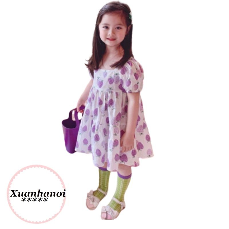 Váy bé gái Babydoll dâu tây tím XHN626