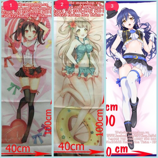 Gối ôm anime love live 40cm x 1m in 1 mặt ruột bông