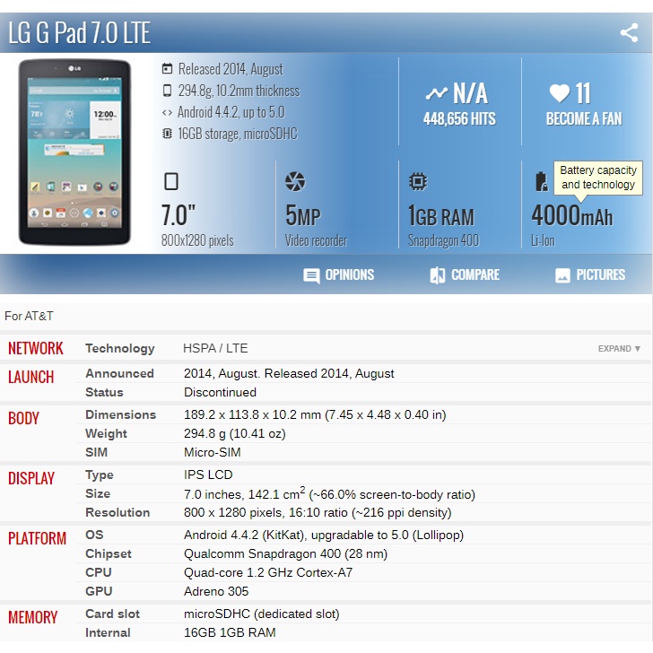 [Mã 151ELSALE hoàn 7% đơn 300K] máy tính bảng Mỹ LG Gpad 7 LTE 1 sim ram 1Gb+16Gb | BigBuy360 - bigbuy360.vn