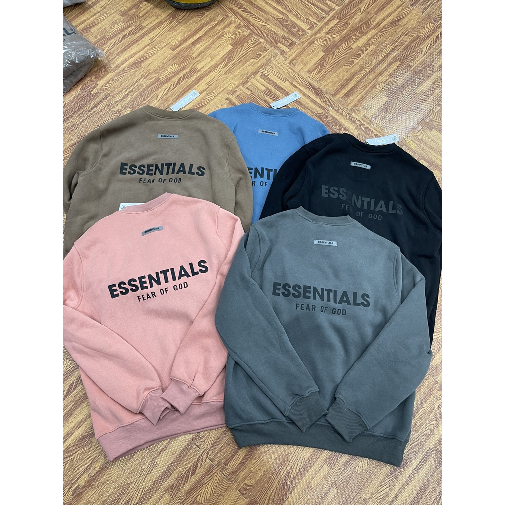 Áo nỉ sweater ESSENTIALS 2021 Cao su nổi , áo nỉ bông cotton unisex nam nữ | BigBuy360 - bigbuy360.vn