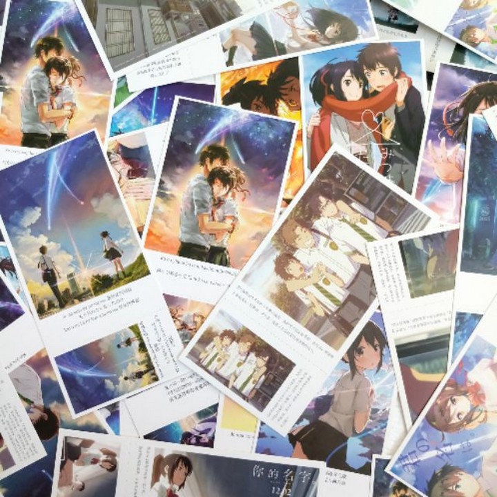 Postcard kimi no na wa tên em là hộp ảnh bộ ảnh có ảnh dán + lomo + postcard bưu thiếp anime chibi quà tặng độc đáo