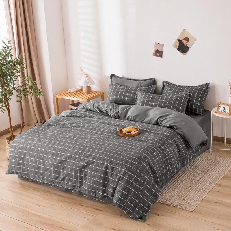 Bộ chăn ga gối cotton poly - Caro nhỏ đủ màu ( Không kèm ruột ) | BigBuy360 - bigbuy360.vn