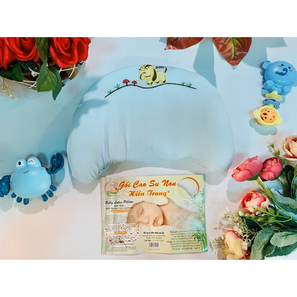 GỐI CAO SU NON CHỐNG MÉO, BẸT ĐẦU DẠNG TRÒN CHO BÉ