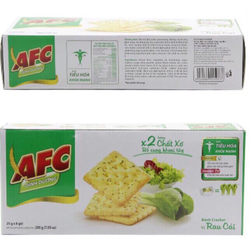 Bánh quy AFC vị Rau cải hộp 200g (8 gói) HSD: 21/7/2021