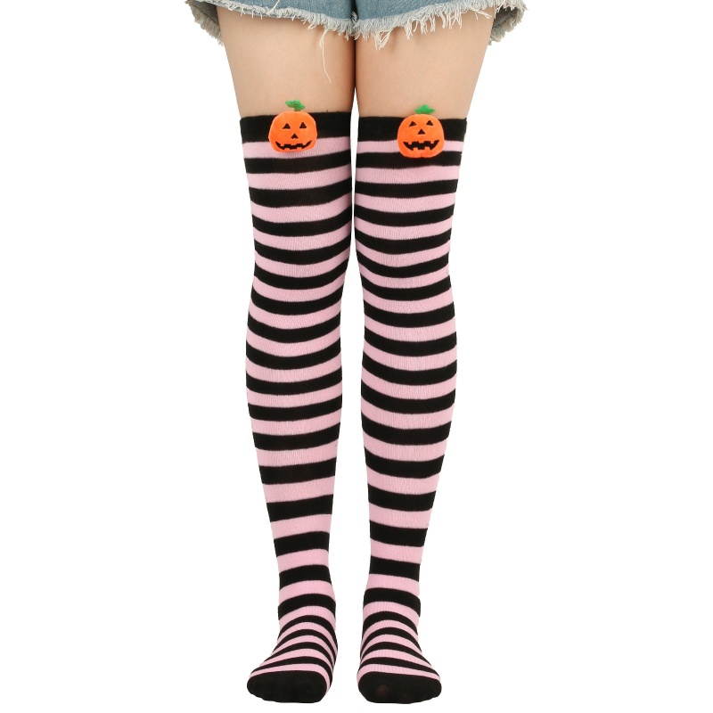 XIXI Tất Dài Qua Gối Họa Tiết Bí Ngô 3D Dễ Thương Hóa Trang Halloween