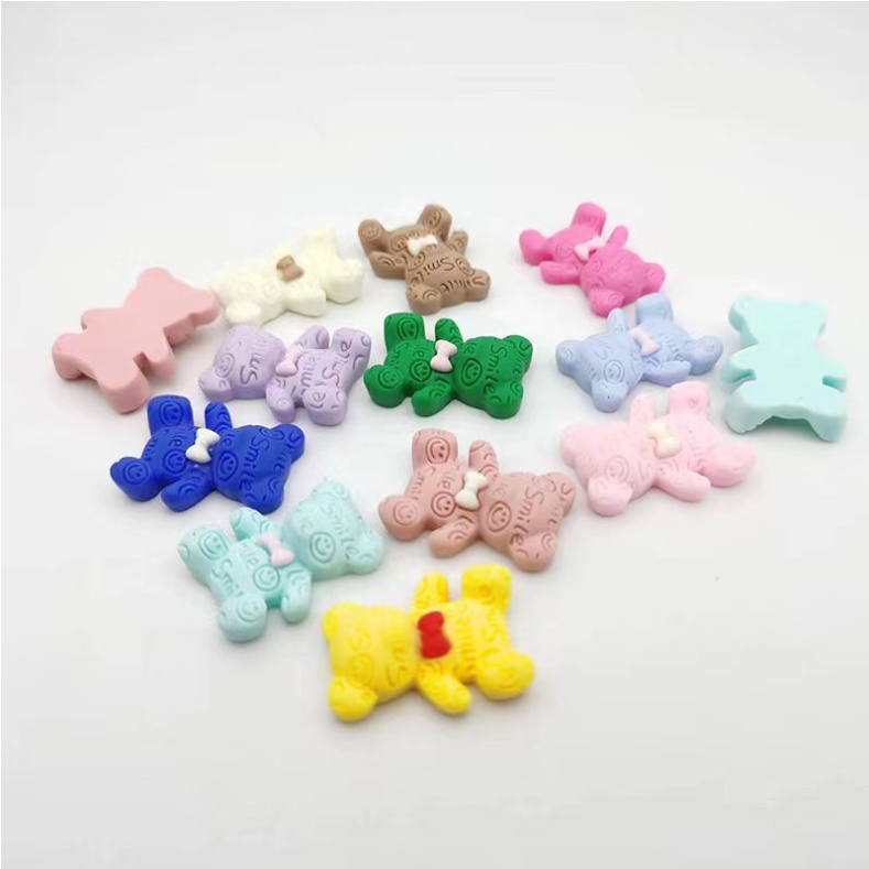 Charm gấu Smile đeo nơ nhiều màu trang trí kẹp tóc, bình nước, dán Jibbitz, vỏ ốp điện thoại, DIY