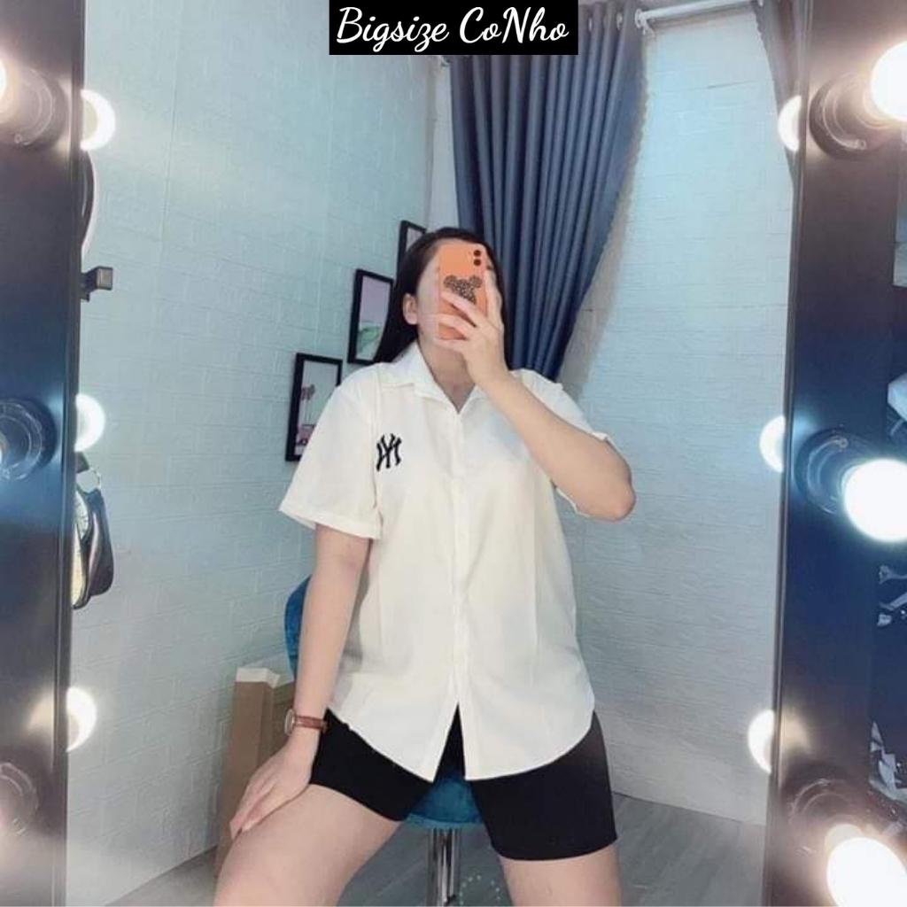 Áo sơ mi nữ bigsize có logo NY, Áo kiểu bigsize nữ ngoại cỡ từ 60-100kg SMNY
