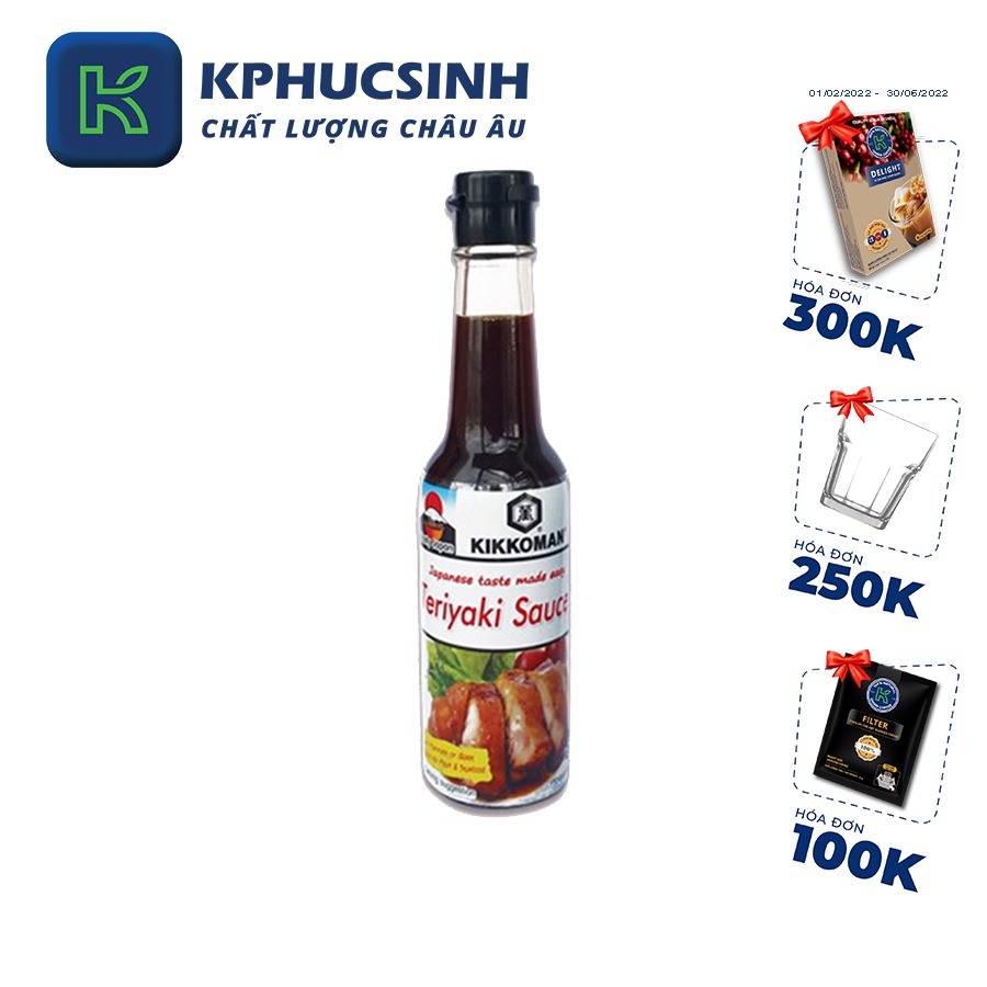 Sốt tẩm ướp Teriyaki hiệu Kikkoman Tasty Japan 150ml KPHUCSINH - Hàng Chính Hãng