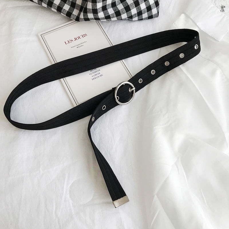 Thắt Lưng Canvas Phối Khóa Tròn Thời Trang Cho Nữ