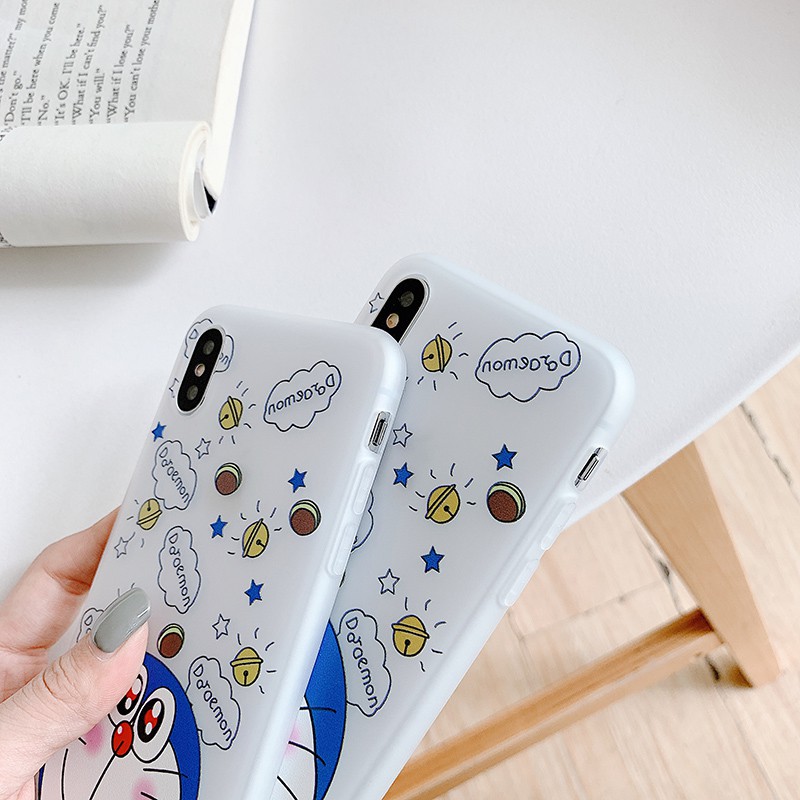 Ốp lưng iPhone X XR XS Max 8 7 6 6S Plus SE 2020 Cute White Doraemon Soft TPU Case