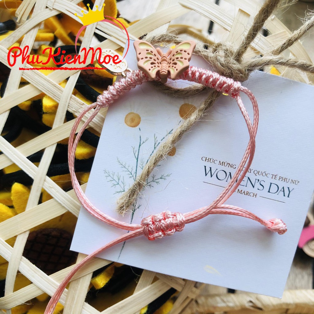 Vòng tay dây rút hình con bướm dễ thương handmade