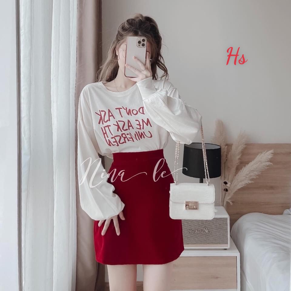 Sét Váy Kèm Áo Dont Ask Me Chân Váy Co Dãn 4 Chiều Chất Liệu Da Cá Dày Mã 0878 STORE TT 1995